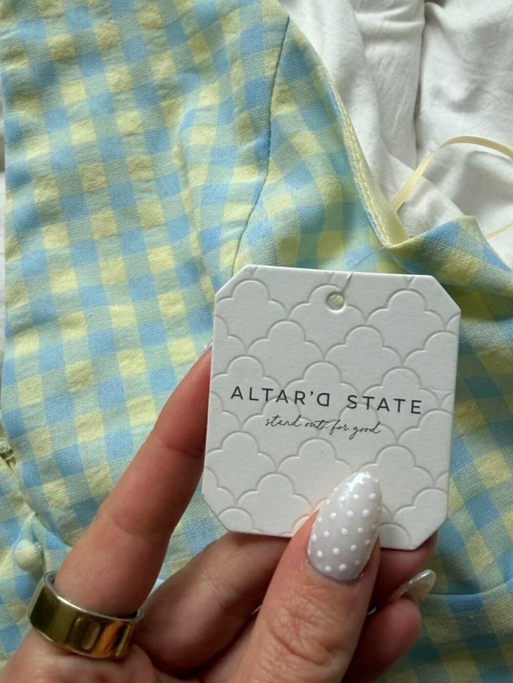 Altar'd State Women's Halter Gingham top - Picture 2 of 8